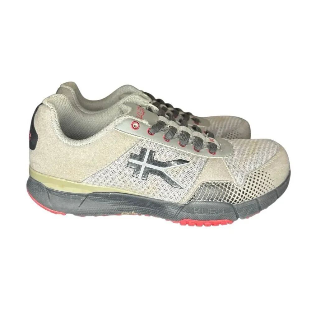 Kuru Quantum Mens Size 7 Grey Red Mesh Suede Walking Fitness Shoes 10130395